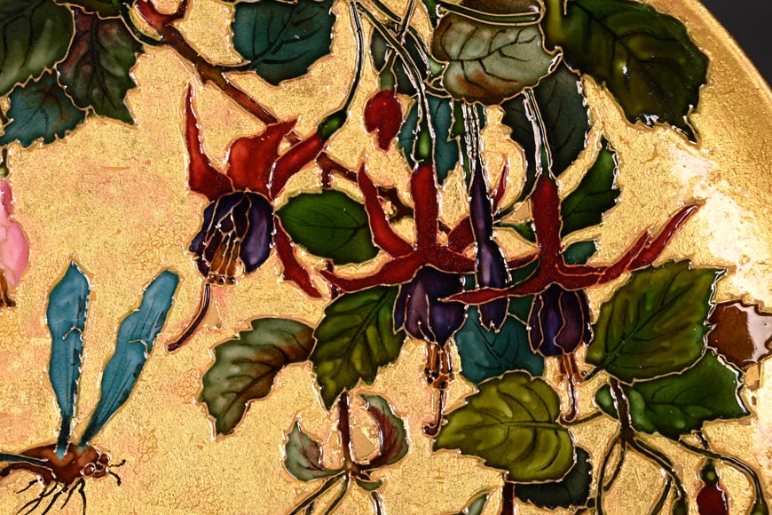 Félix Optat MILET, Large enamelled dish on a gold background, 19th century-11