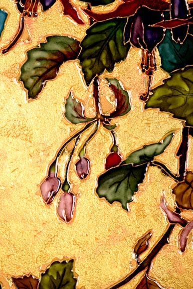 Félix Optat MILET, Large enamelled dish on a gold background, 19th century-13