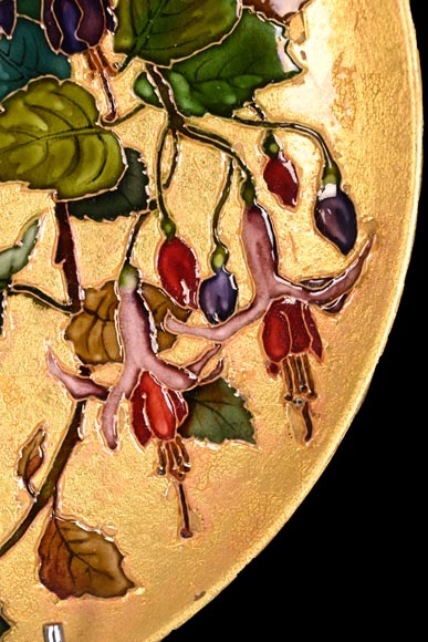 Félix Optat MILET, Large enamelled dish on a gold background, 19th century-14