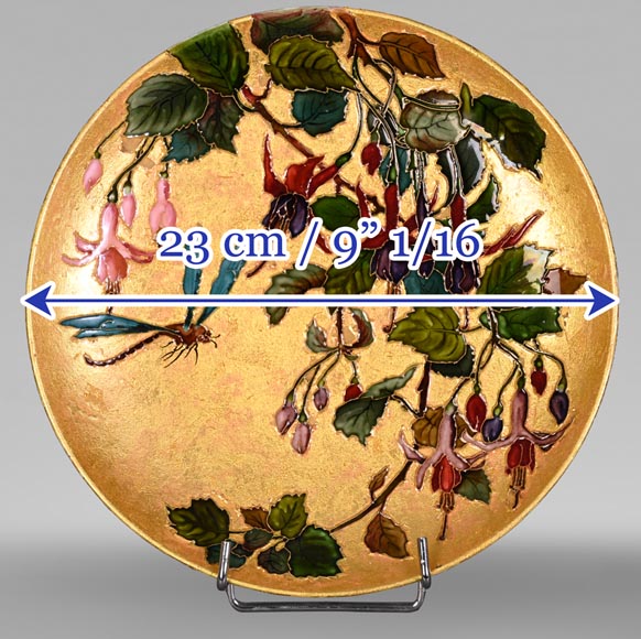 Félix Optat MILET, Large enamelled dish on a gold background, 19th century-16