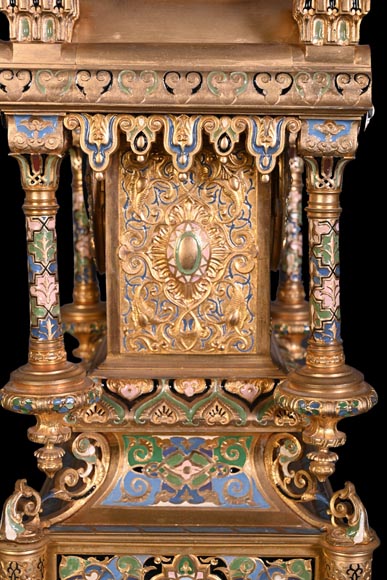 Persian-style double-sided clock and garnitures, Charles Stanislas MATIFAT, dated 1851-12