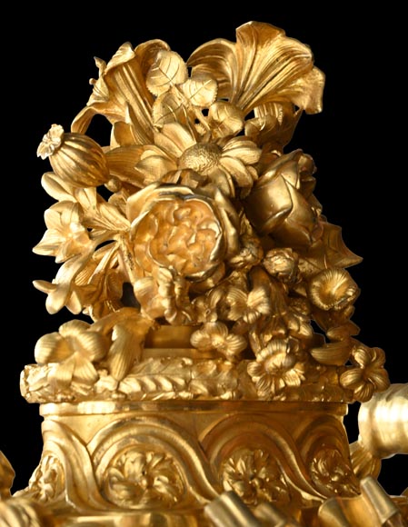 MARQUIS Louis-Auguste, Louis XVI Style Gilt Bronze and Scagliola Clock Set-3