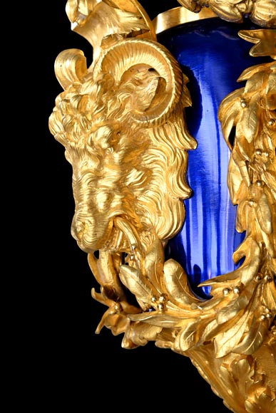 MARQUIS Louis-Auguste, Louis XVI Style Gilt Bronze and Scagliola Clock Set-5