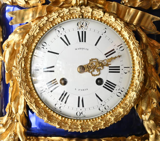 MARQUIS Louis-Auguste, Louis XVI Style Gilt Bronze and Scagliola Clock Set-7