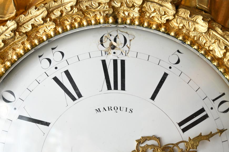 MARQUIS Louis-Auguste, Louis XVI Style Gilt Bronze and Scagliola Clock Set-8
