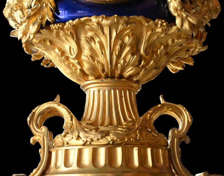 MARQUIS Louis-Auguste, Louis XVI Style Gilt Bronze and Scagliola Clock Set-11