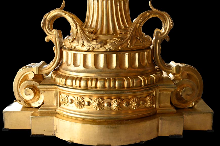 MARQUIS Louis-Auguste, Louis XVI Style Gilt Bronze and Scagliola Clock Set-12