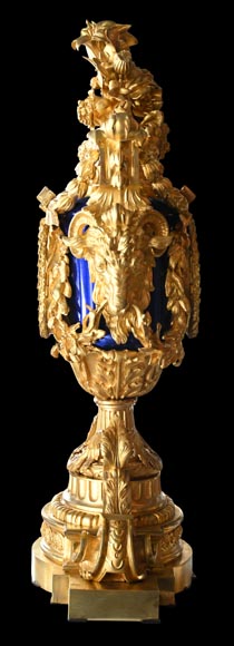 MARQUIS Louis-Auguste, Louis XVI Style Gilt Bronze and Scagliola Clock Set-13