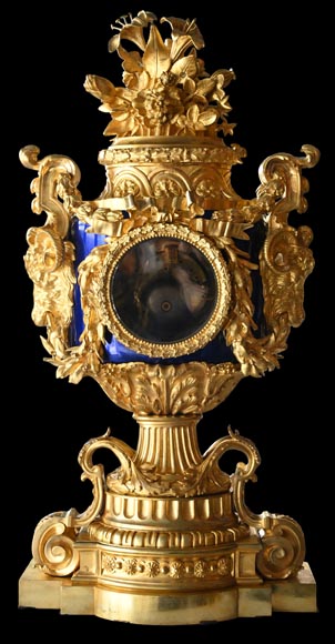 MARQUIS Louis-Auguste, Louis XVI Style Gilt Bronze and Scagliola Clock Set-15