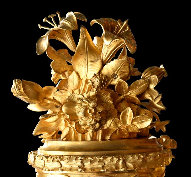 MARQUIS Louis-Auguste, Louis XVI Style Gilt Bronze and Scagliola Clock Set-16