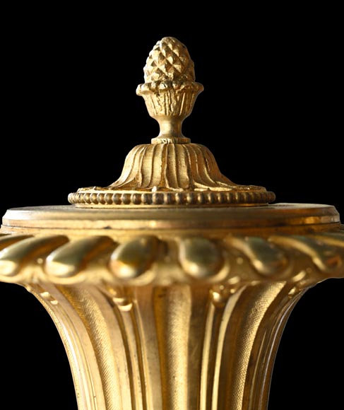 MARQUIS Louis-Auguste, Louis XVI Style Gilt Bronze and Scagliola Clock Set-19