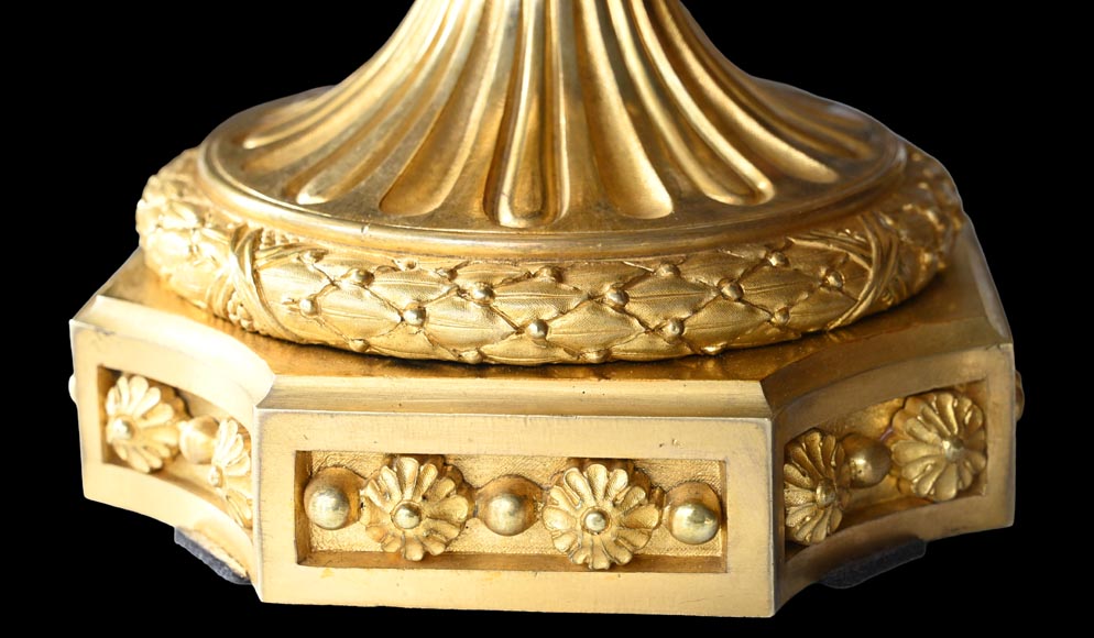 MARQUIS Louis-Auguste, Louis XVI Style Gilt Bronze and Scagliola Clock Set-22