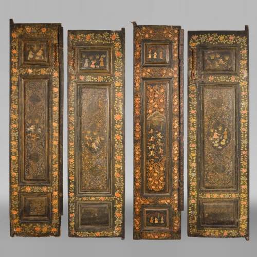 Qajar Art, Set of doors decorated with major scenes of Persian life, late 19th century