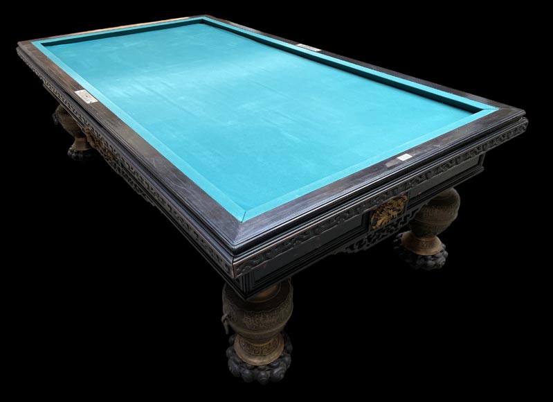 F. GERDERÈS – Japanese-style billiard table in gilded and carved wood F. GERDERÈS – Japanese-style billiard table in gilded and carved wood-1