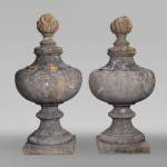 Pair of Stone Flame Urns