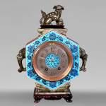 Jules VIEILLARD – “Chien de Fô” Polychrome Faience Clock