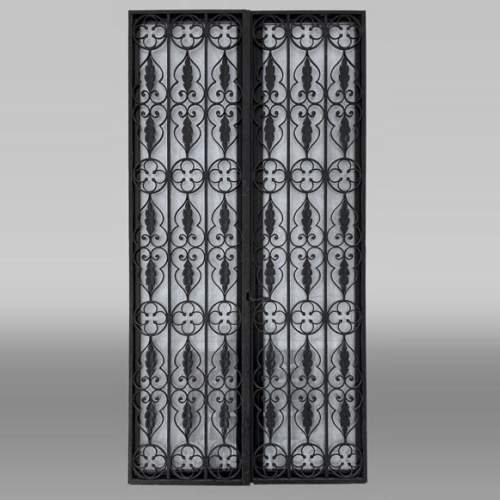 Napoleon III period openwork wrought-iron double door with its frame.