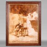 GEORGES MOREAU DE TOURS – The Painter and His Muse, signed grisaille painting