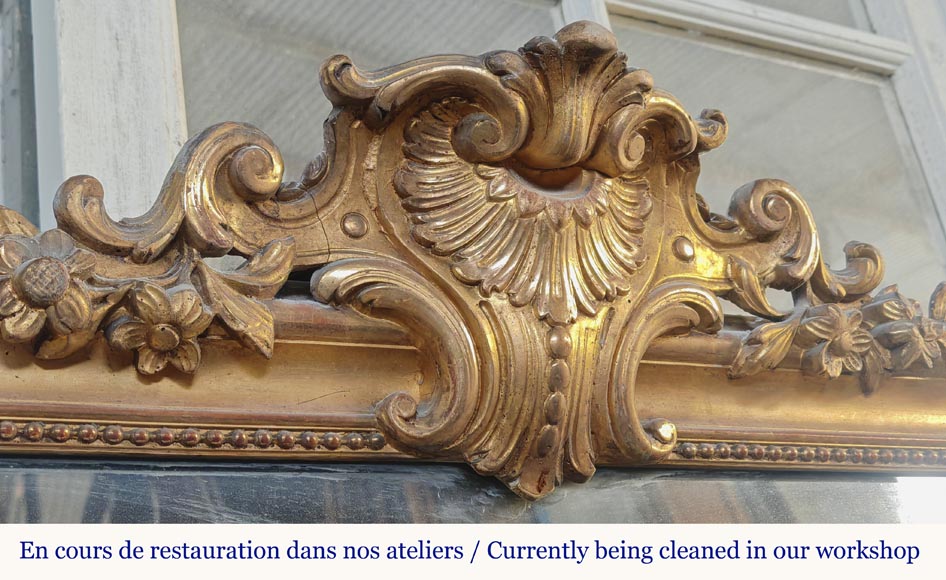 Napoleon III style gilded trumeau, decorated with a shell-2
