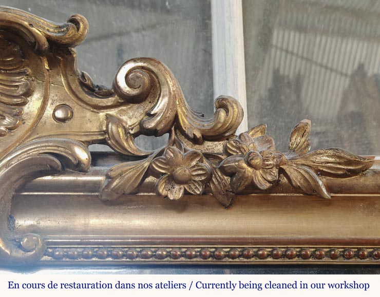 Napoleon III style gilded trumeau, decorated with a shell-3
