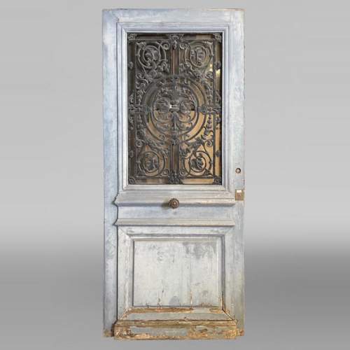 Entrance Door in Oak and Cast Iron, France, 19th Century