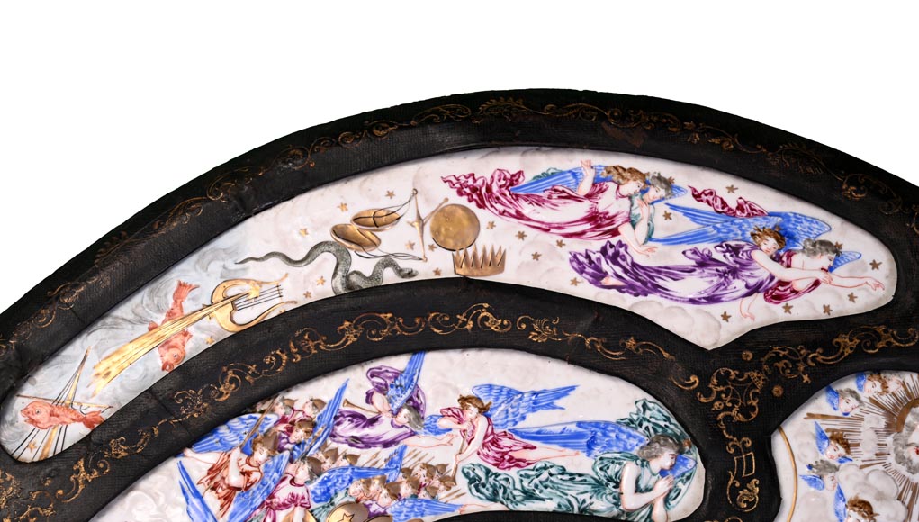 Decorative shield with high-relief decoration of the Creation to the Last Judgment after the Milton Shield by Léonard Morel-Ladeuil, Naples porcelain, known as Capodimonte porcelain-3
