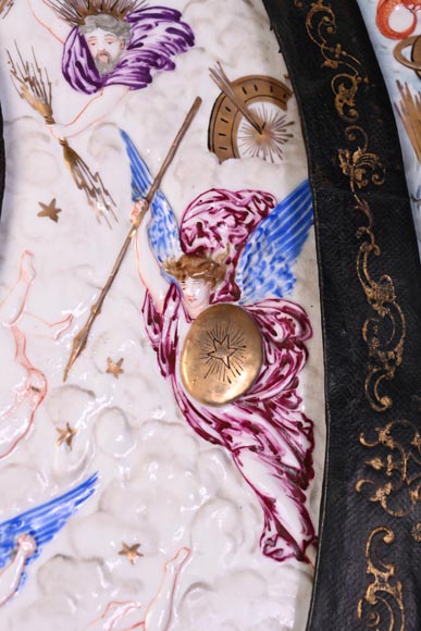 Decorative shield with high-relief decoration of the Creation to the Last Judgment after the Milton Shield by Léonard Morel-Ladeuil, Naples porcelain, known as Capodimonte porcelain-12