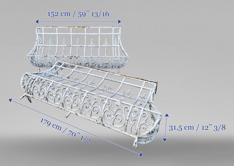 Pair of Cast Iron Balconies, Napoleon III Period Pair of Cast Iron Balconies, Napoleon III Period-5