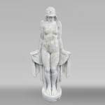 La Sortie du bain – Young woman, monumental Art Deco sculpture in the style of Félix-Pascal Févola
