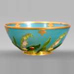 THESMAR André-Fernand (1843-1912) hemispherical cup in gold plique-à-jour enamel