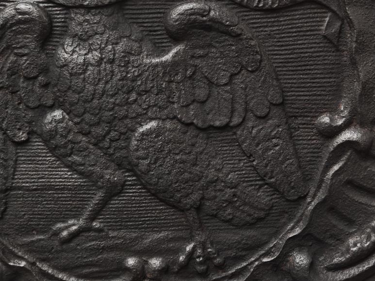 Louis XV period fireback depicting the Eagle of Saint John with the motto “In Principio Erat Verbum”-8