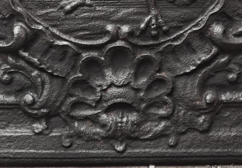 Louis XV period fireback depicting the Eagle of Saint John with the motto “In Principio Erat Verbum”-9