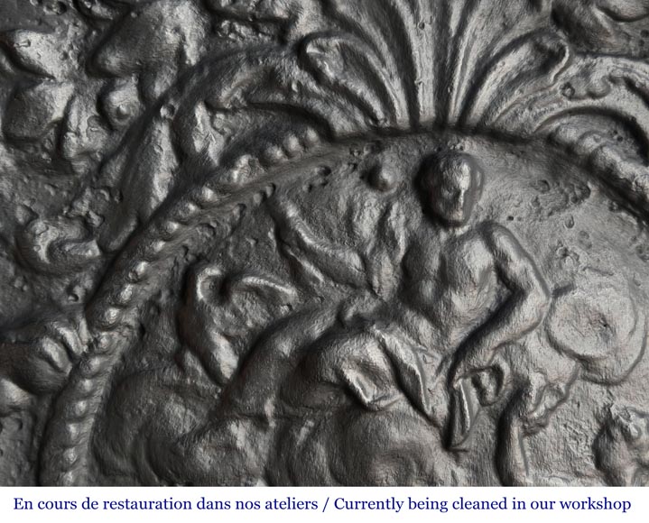 Fireplace plaque decorated with lions and pilasters Fireplace plaque decorated with lions and pilasters-3