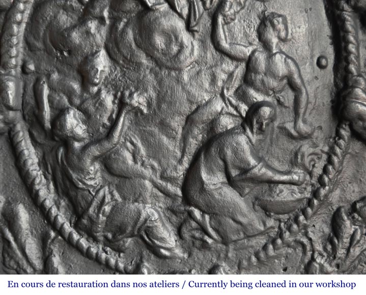 Fireplace plaque decorated with lions and pilasters Fireplace plaque decorated with lions and pilasters-4