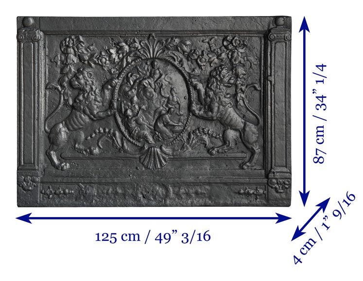 Fireplace plaque decorated with lions and pilasters Fireplace plaque decorated with lions and pilasters-11