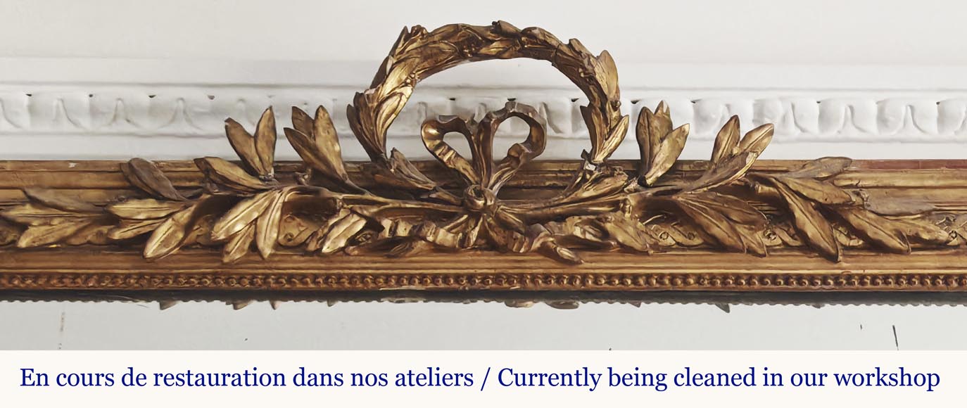 Louis XVI style gilded trumeau, topped with a laurel wreath-1