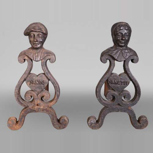 Pair of Cast Iron Andirons