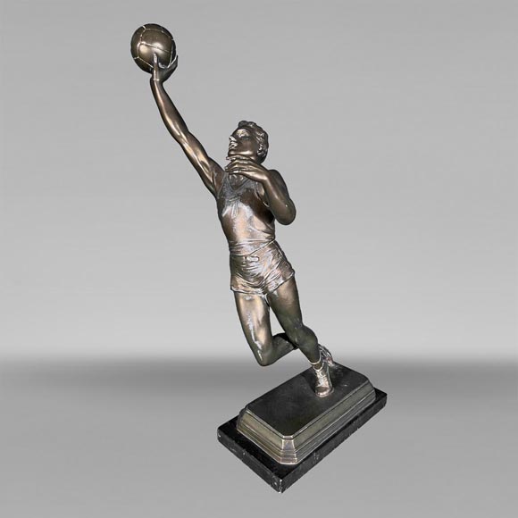 Patinated regule statuette of a basketball player-0