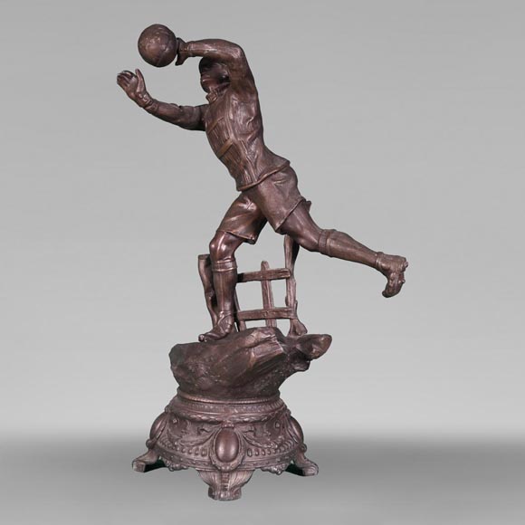 “The Goalkeeper”, statuette in patinated regula-0