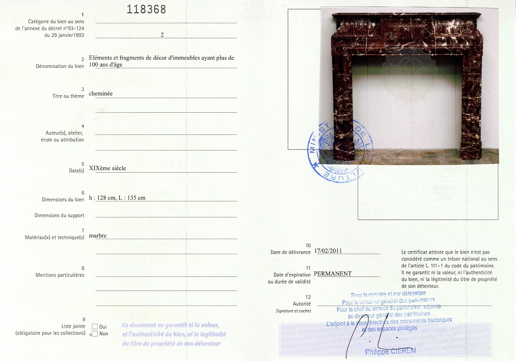 Export certificate