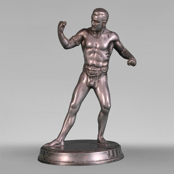 Sculpture of a wrestler, in patinated regule-0