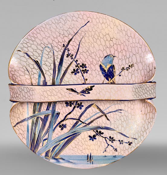 MAISON Alphonse Giroux – Japonisant decorative porcelain dish-0
