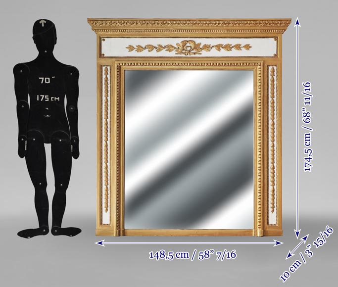 Louis XVI style trumeau enhanced with gold paint-5