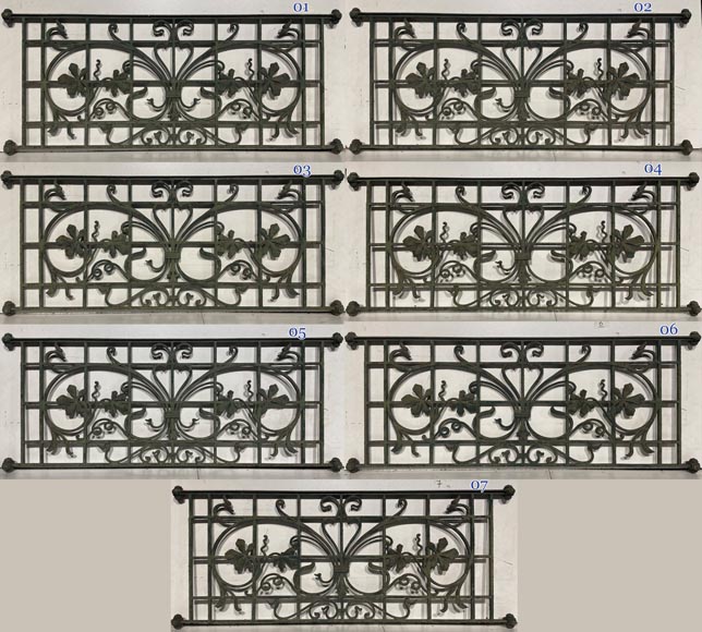Set of Art Nouveau Wrought Iron Window Railings-1