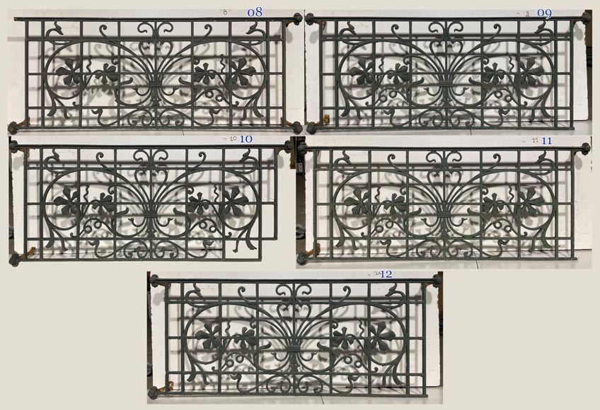 Set of Art Nouveau Wrought Iron Window Railings-2