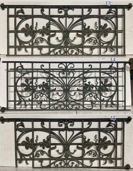 Set of Art Nouveau Wrought Iron Window Railings-3