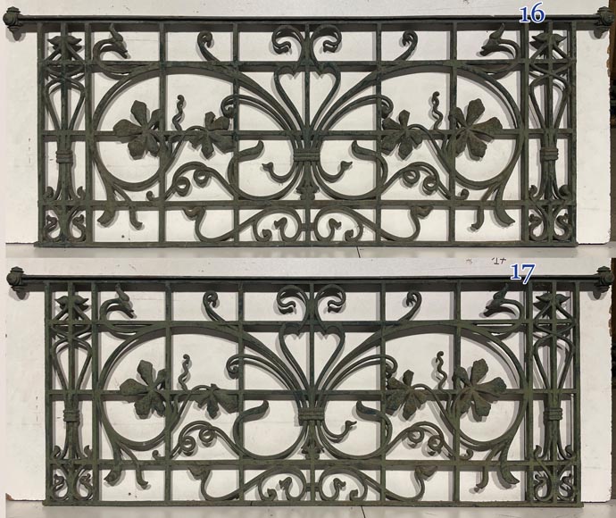 Set of Art Nouveau Wrought Iron Window Railings-4