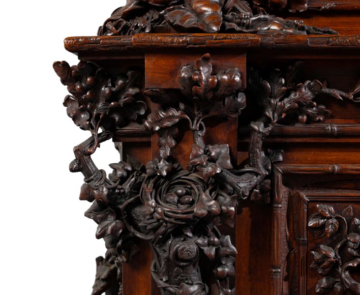 Jean-Pierre TAHAN & Joseph CREMER, two-part carved buffet with marquetry panel called “Fantasy Furniture” Exhibition 1855-7