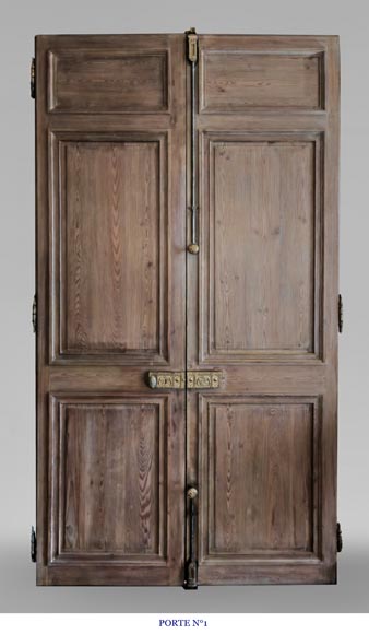 Set of 4 double doors in carved wood-1