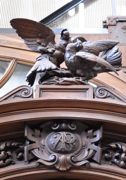 Large glazed Napoléon III period cabinet with rustic décor-7